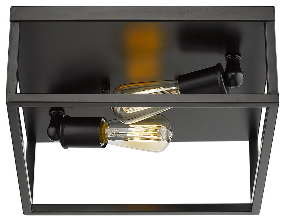Golden Lighting 2072-FM Wesson 2 Light 12"W Flush Mount Square - Black