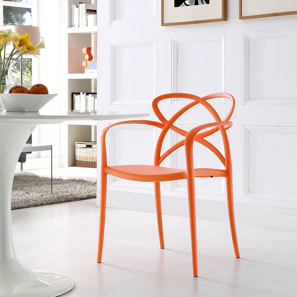 Modern Contemporary Dining Armchair, Orange Plastic