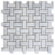 12"x12" Calacatta Gold Italian Marble Polished Basketweave Tile, Gold Dots