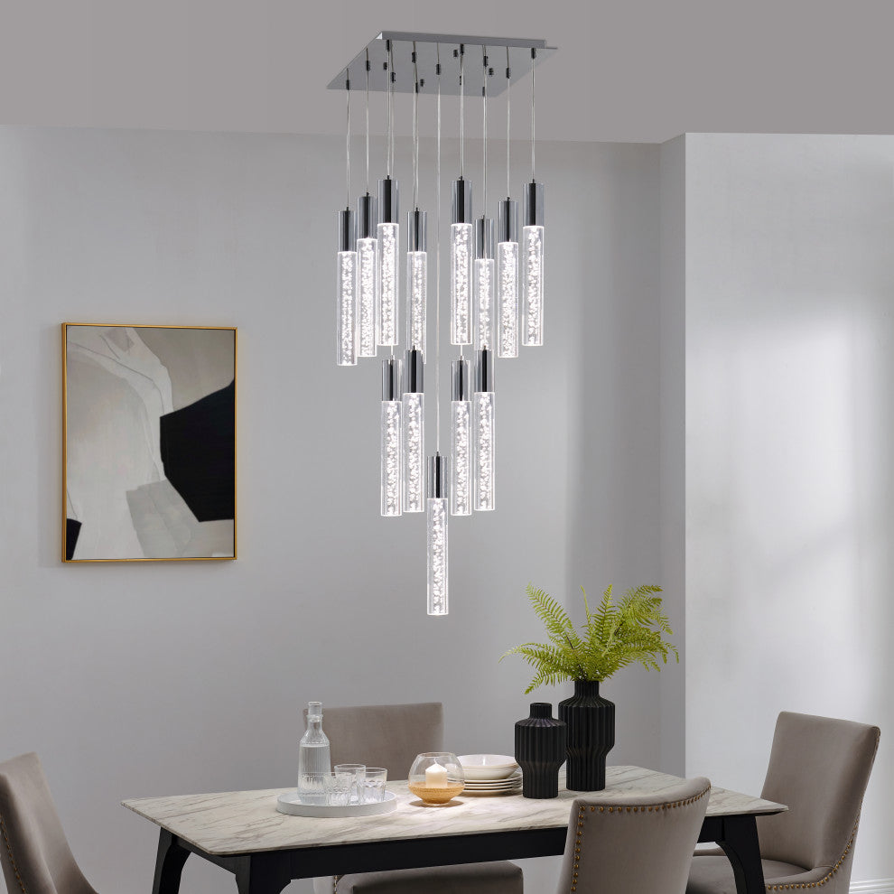 Acrylic Cylinder Chandelier// 13 Light