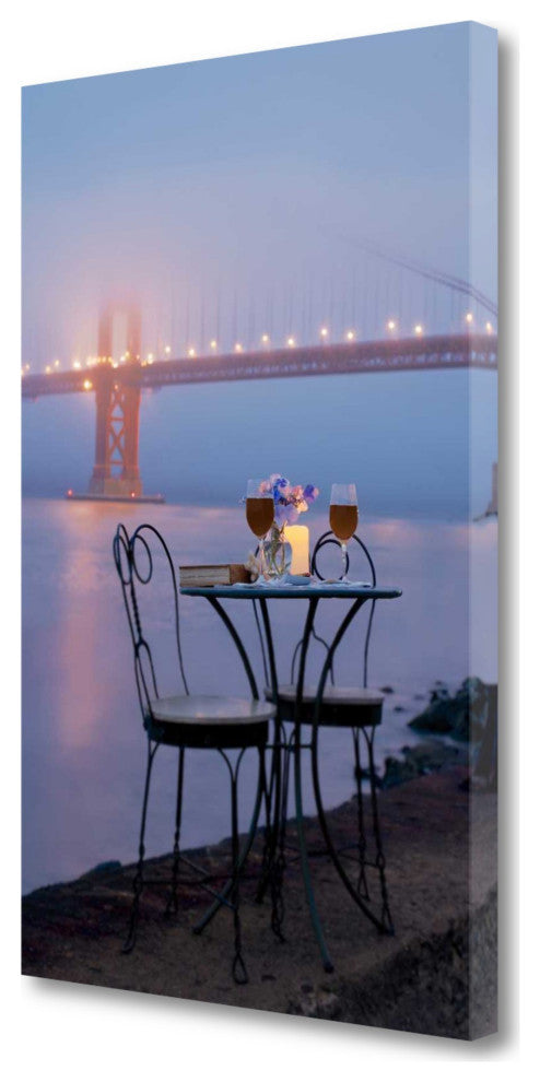 Rectangle Bistro Caf" Golden Gate Bridge 1 Giclee Wrap Canvas Wall Art