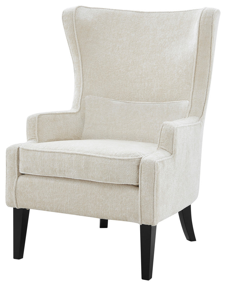 Clementine KD Fabric Wing Accent Arm Chair, Cream