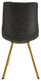 LeisureMod Markley Modern Leather Dining Chair With Gold Legs, Charcoal Black