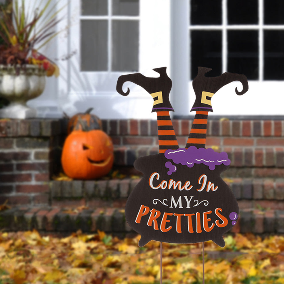 32"H Halloween Wooden Witch Yard Stake or Standing Decor or Hanging Decor
