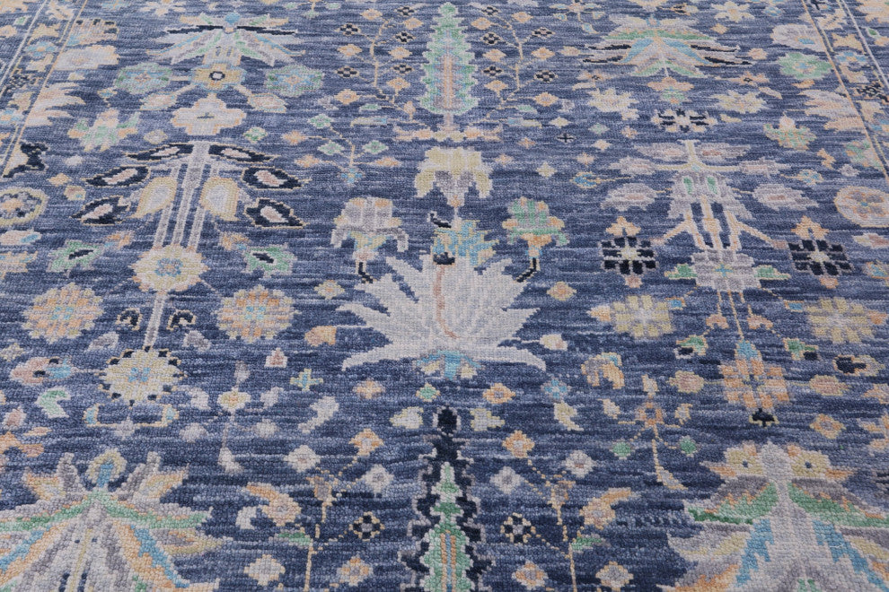 8' Square Handmade Turkish Oushak Wool Rug - Q15596