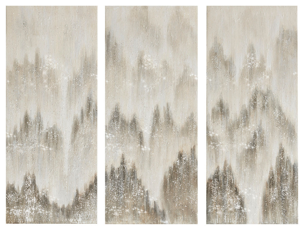 Madison Park Sterling Mist Hand Brush Embellished Canvas 3-Piece Set