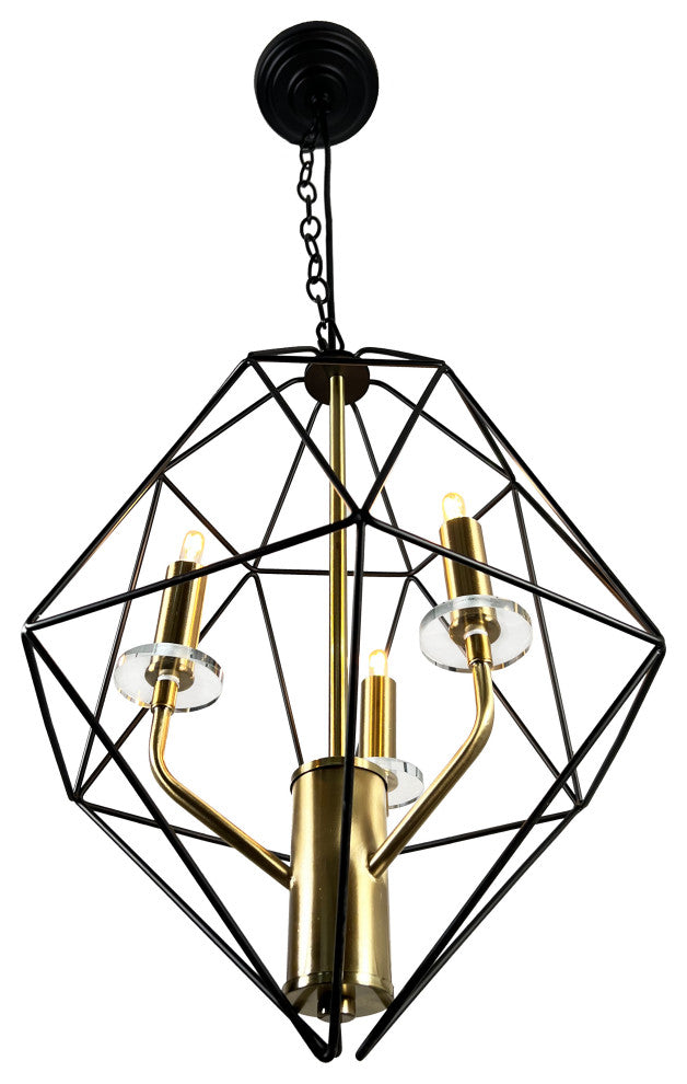 Amaite 3-Light Black and Gold Geometric Chandelier