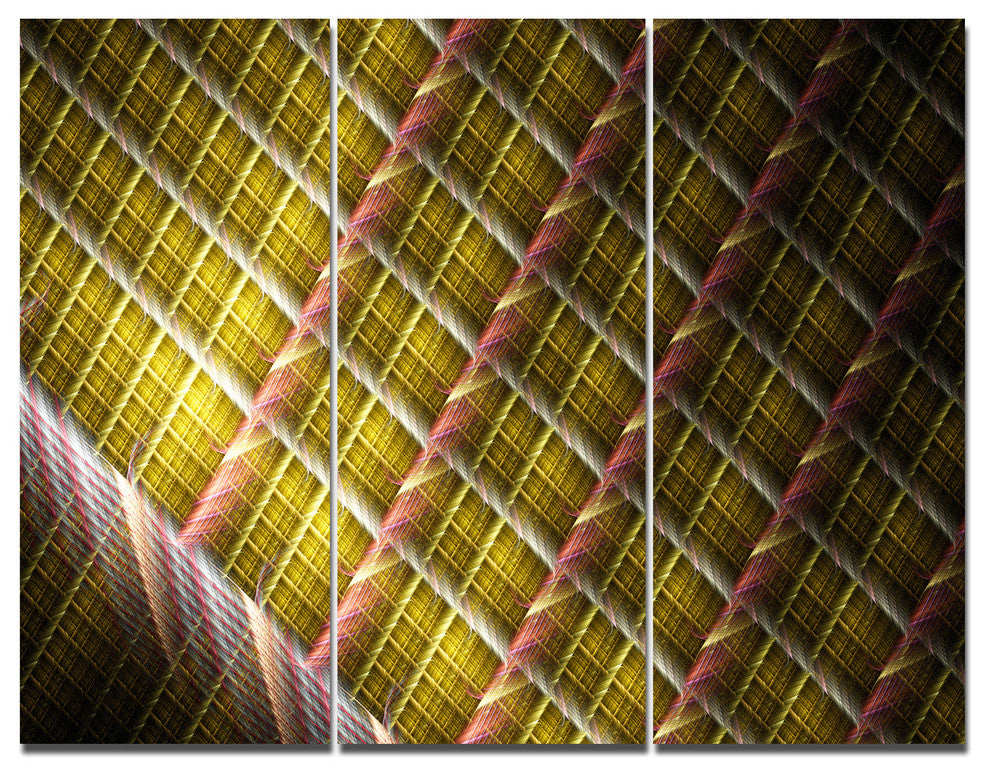 Brown Metal Protective Grids, Abstract Wall Art Canvas, 36x28, 3 Panels