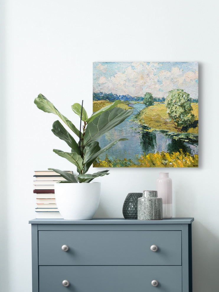 "River Runs Through" Painting Print on Wrapped Canvas, 24x24