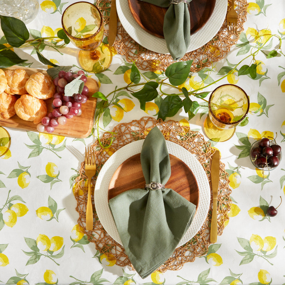 Summer Lemons Vinyl Tablecloth 70 Round