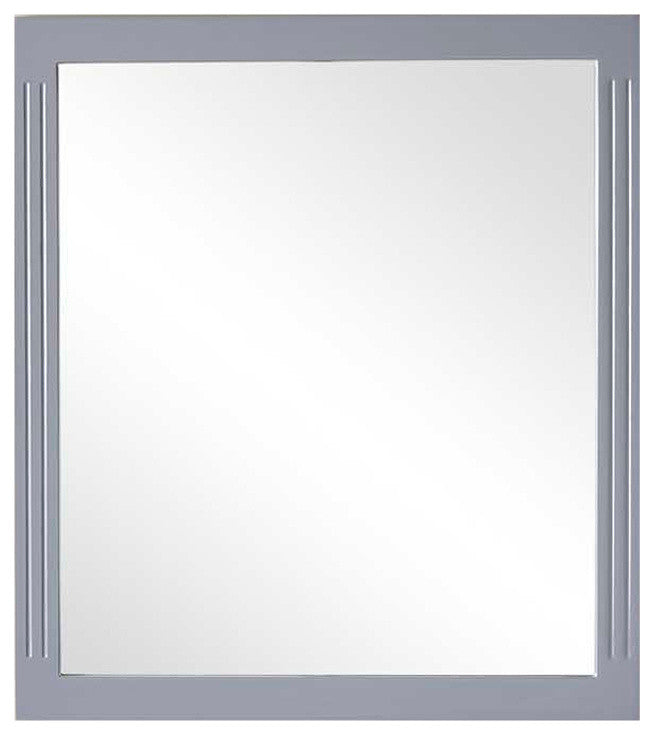 Framed Mirror, 32" Wx36" H, In Gray