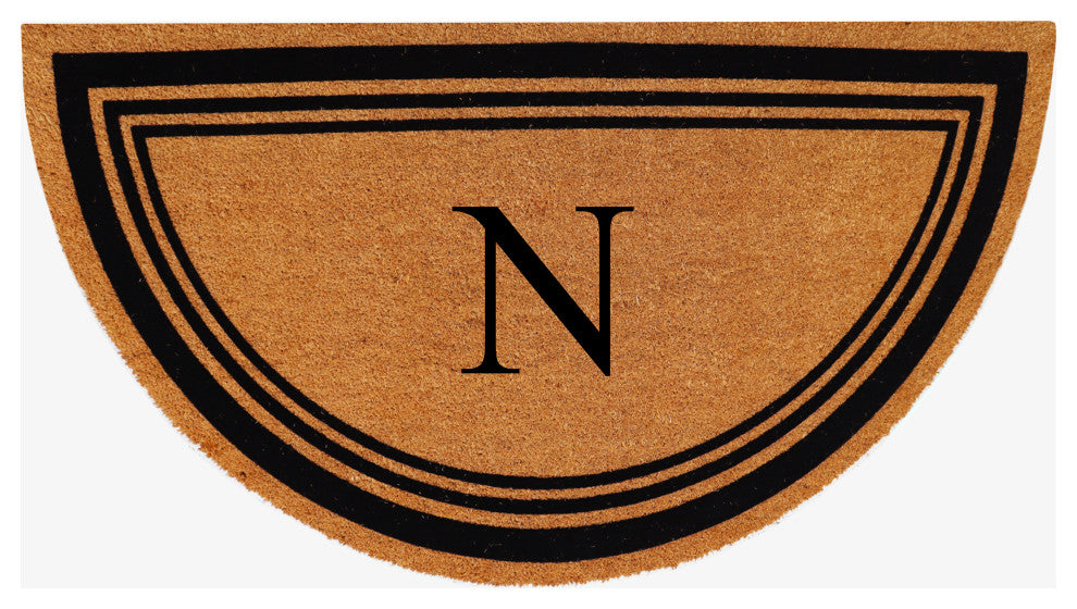 A1HC Natural Coir Flock Monogrammed Door Mat for Front Door, 30x60, N