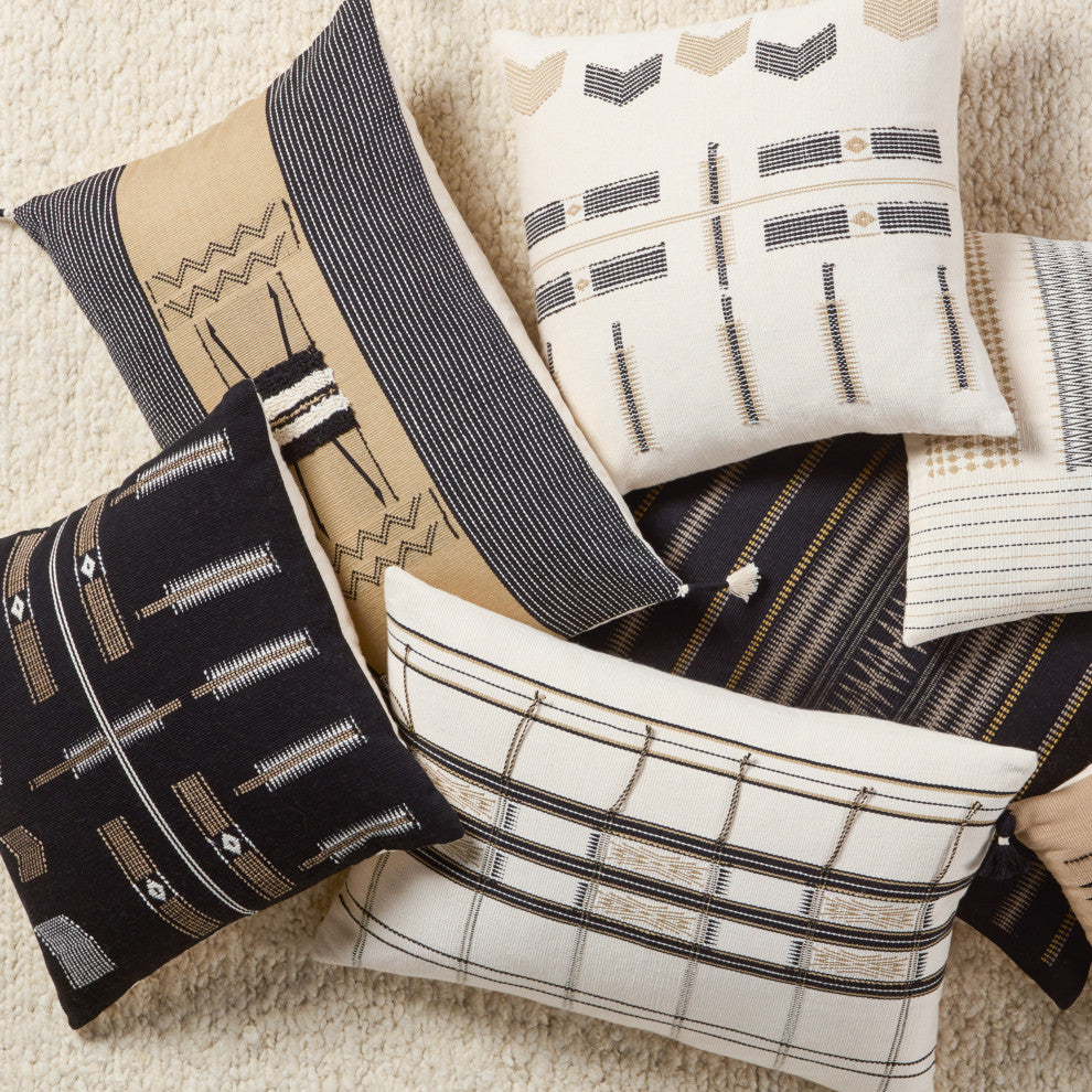 Jaipur Living Longkhum Tribal Black/Tan Down Pillow 18" Square