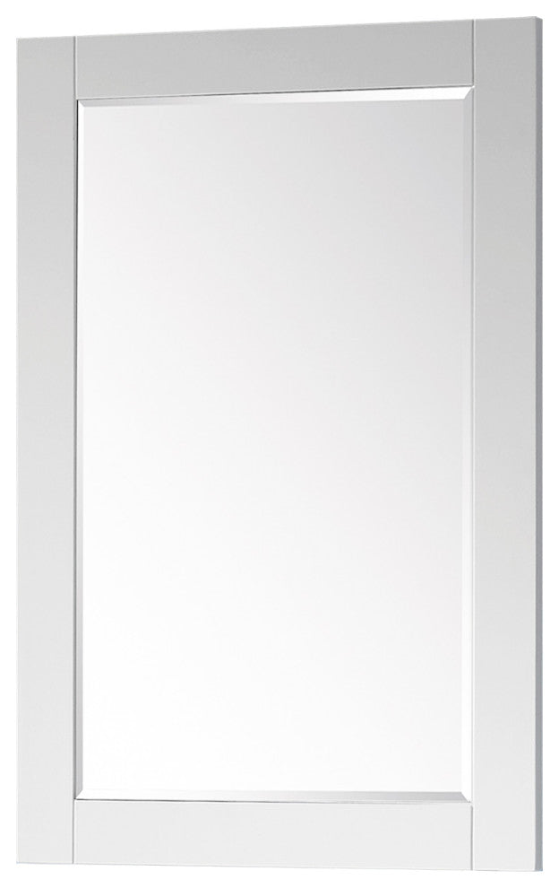 Ivy Rectangular Bathroom Wood Framed Wall Mirror, White, 24"