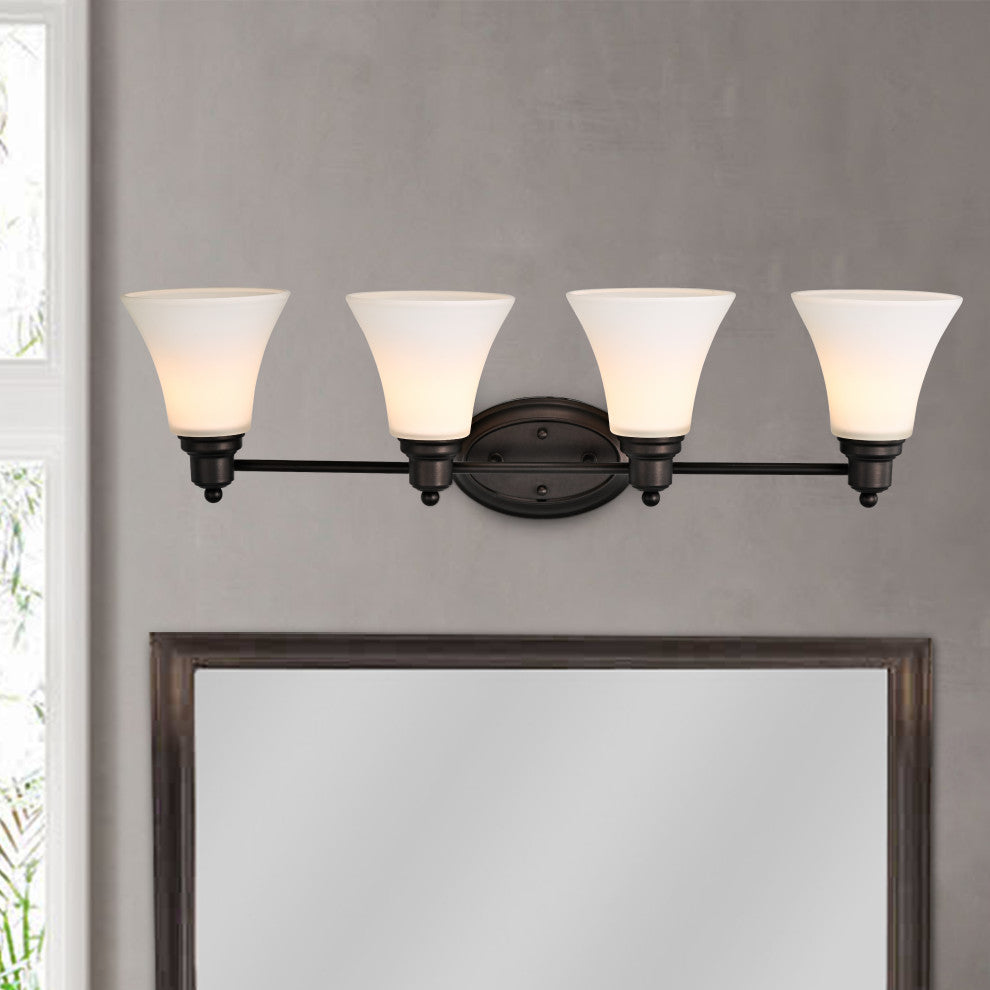 CHLOE Lighting Janet Contemporary 4-Light Rubbed Bronze Bath Vanity Fixture