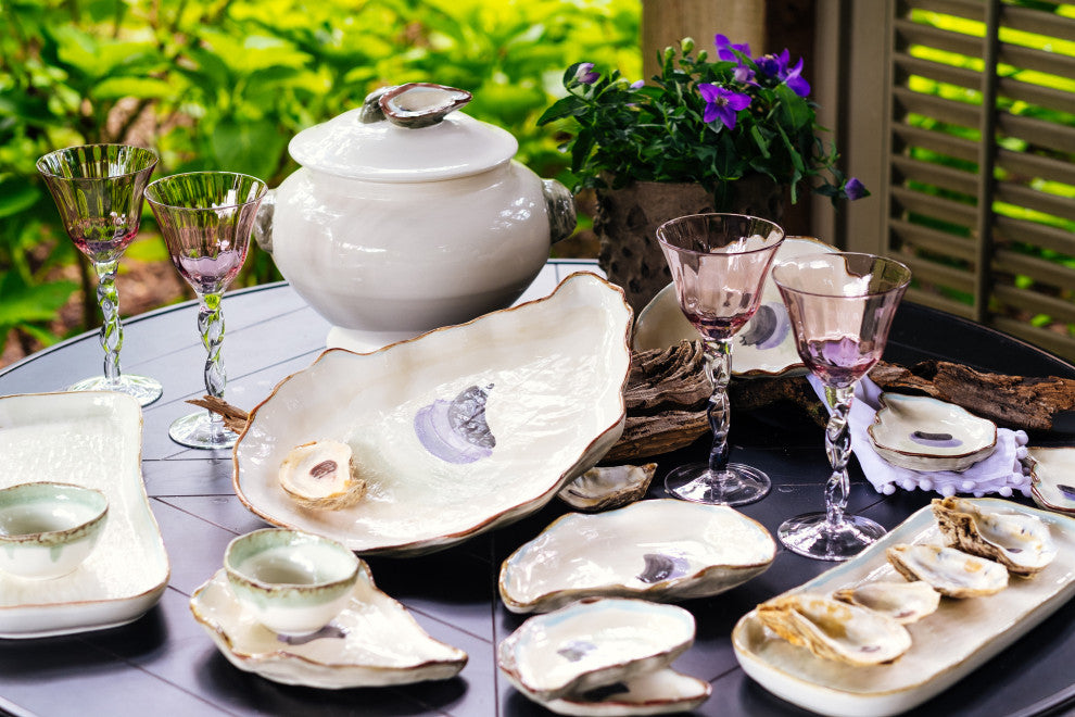 Seaside Oyster Plate, Small, Set of 4