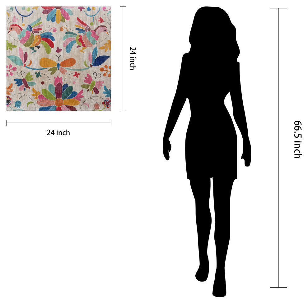 Folklorica Abstract Flower Wall Art Giclee Printed on Hand Finished Ash Wood