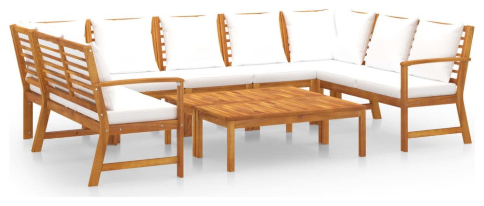 Vidaxl 9 Piece Garden Lounge Set With Cushion Cream Solid Acacia Wood