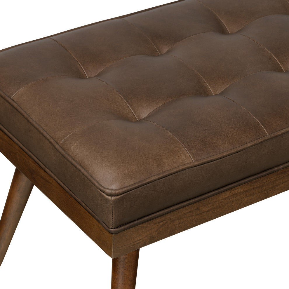 Poly and Bark Luca Leather Bench, Cocoa Brown