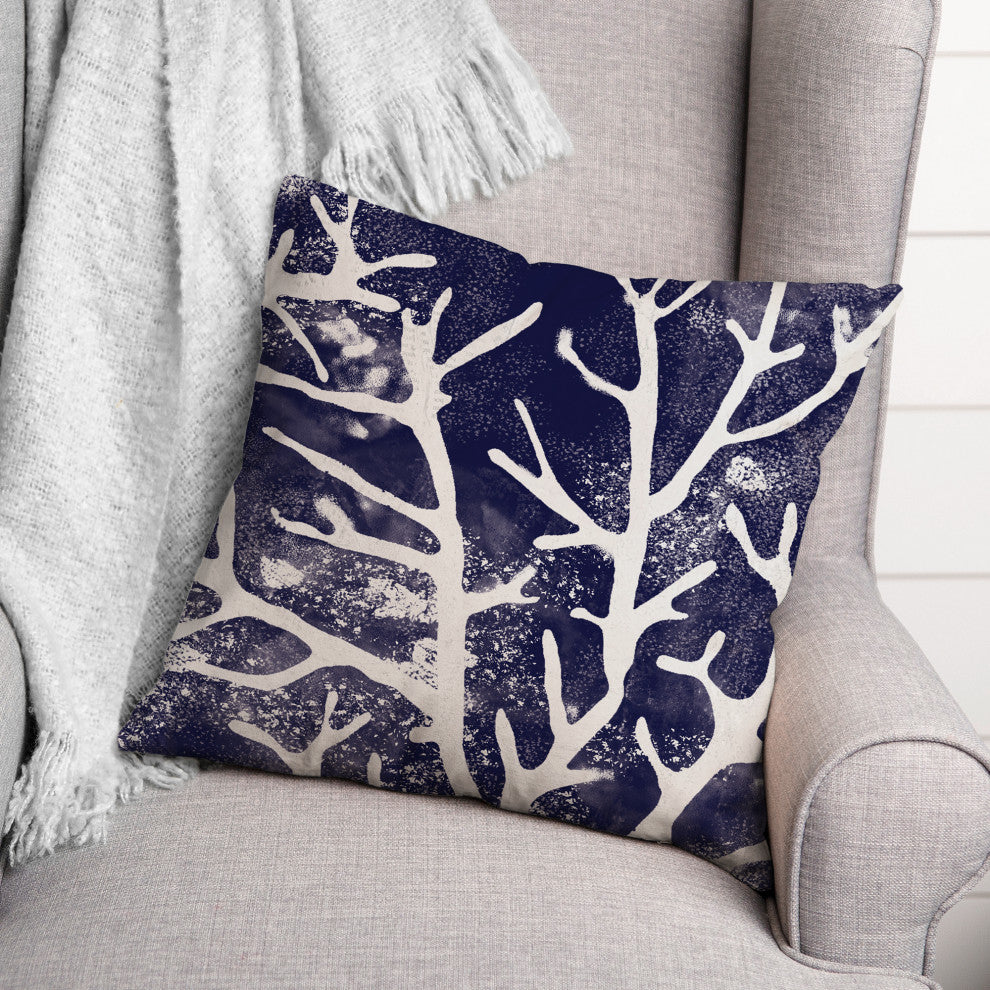 Navy Coral 18x18 Indoor / Outdoor Pillow