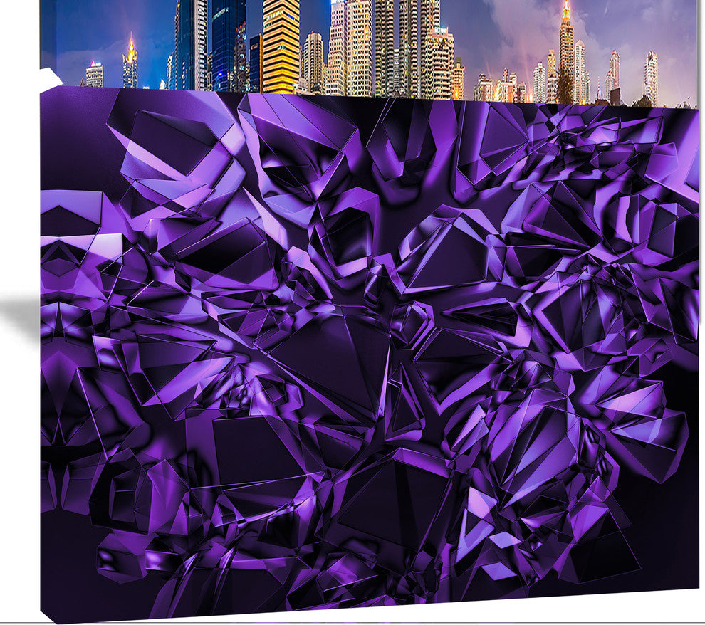 Purple Crystal Texture Design, Oversized Abstract Canvas Art Print, 60x40