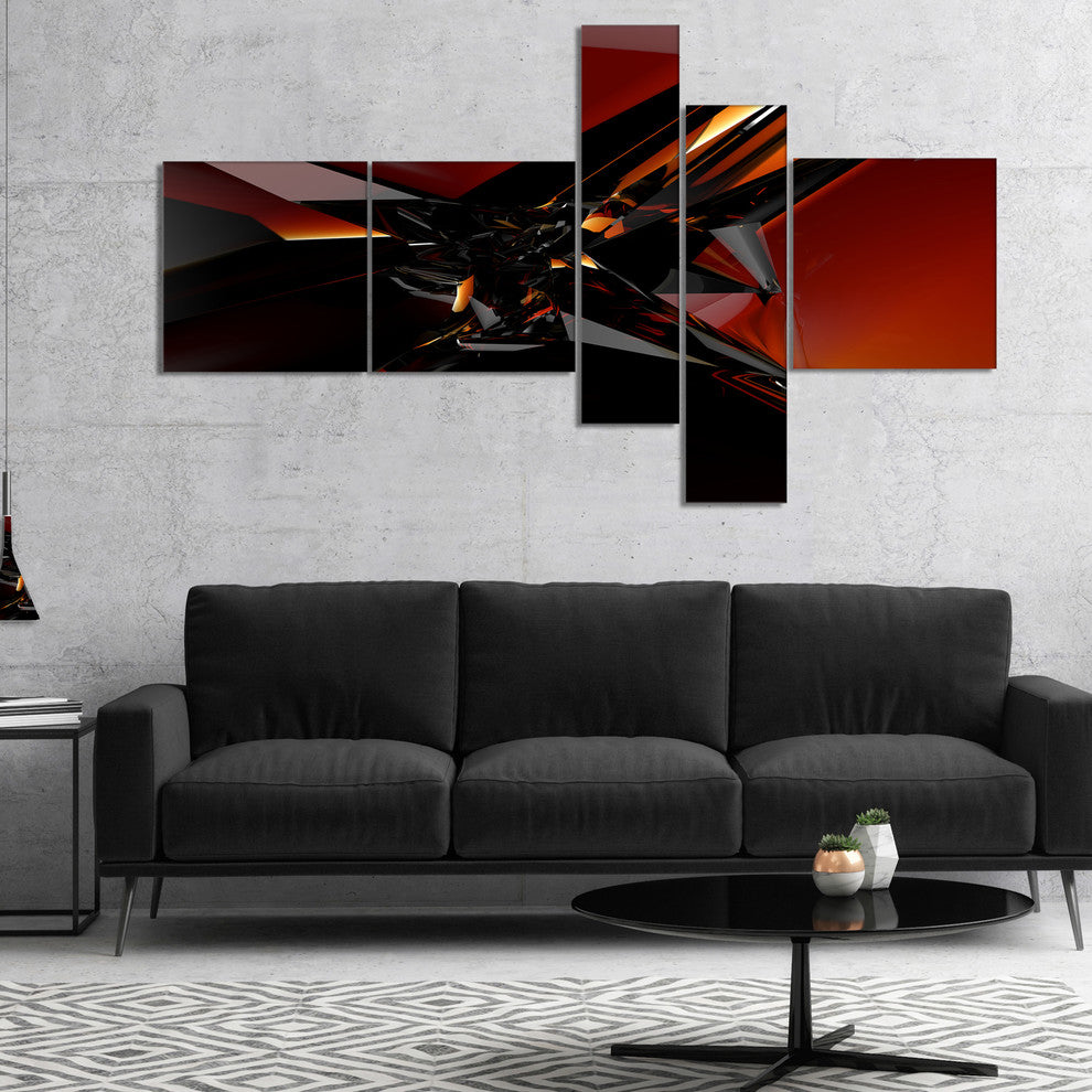 3D Abstract Red Glass Design, Abstract Canvas Art Print, 60"x32", 5 panels