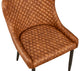 Tufted Faux Leather Dining Chair With Black Base, Set of 4, Cognac