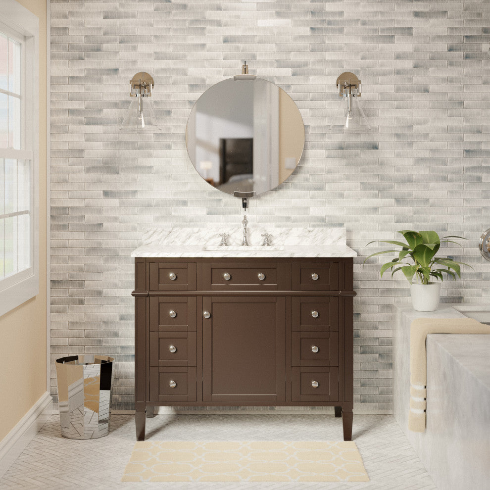 Hailey 42" Bathroom Vanity, Chocolate, Carrara Marble