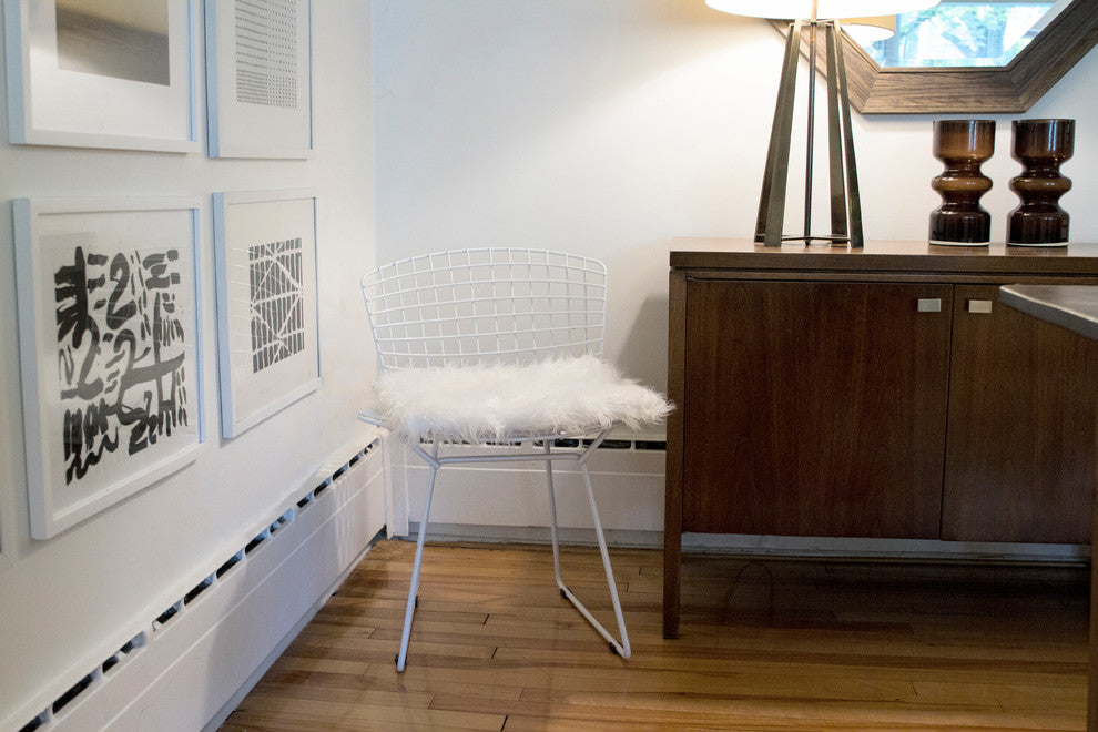 LaredoFaux Sheepskin Fur Chair Pads, 16"x16", Set of 2, Off-White