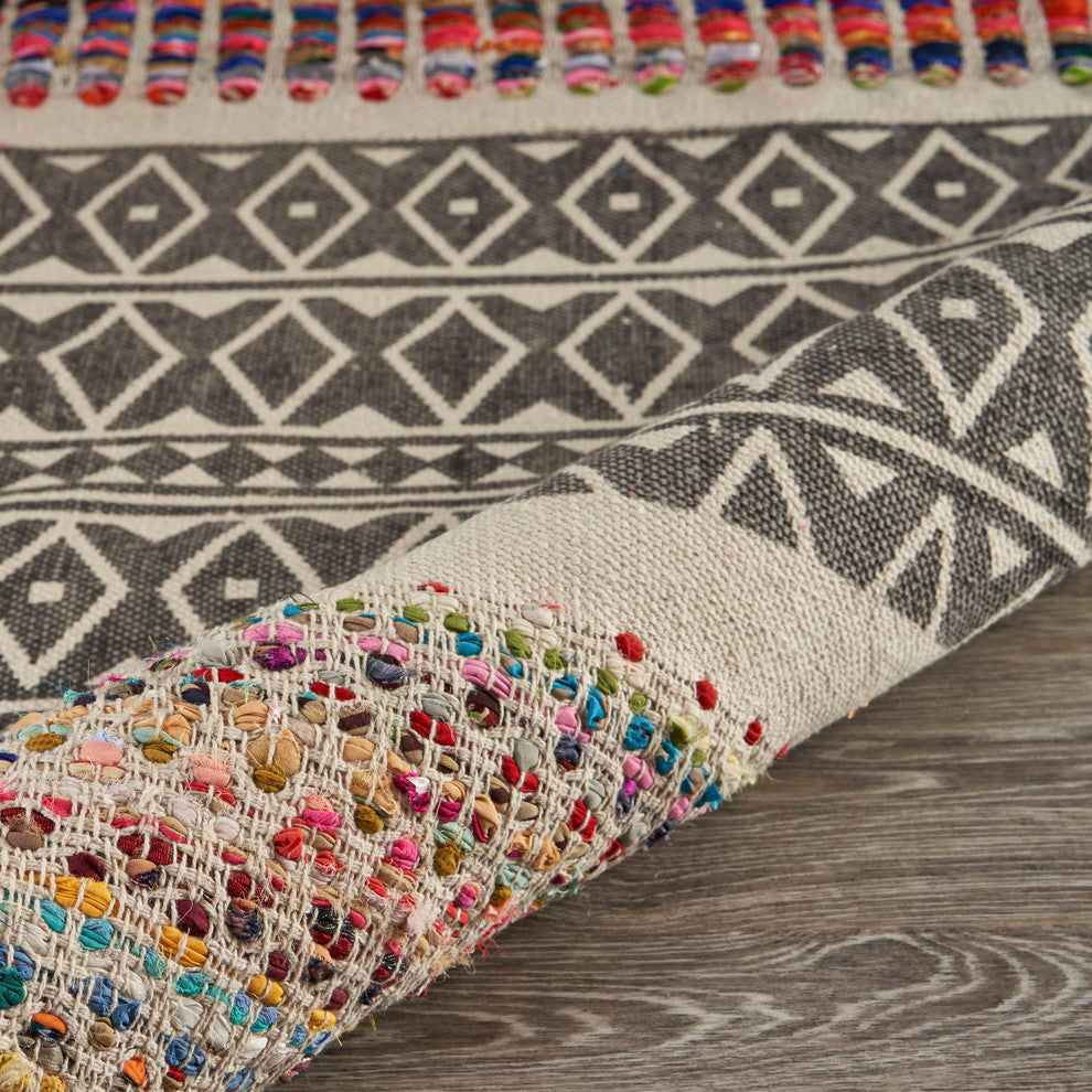 Ox Bay Von Ace Multi Chindi Flatwoven Area Rug, 5' x 7'