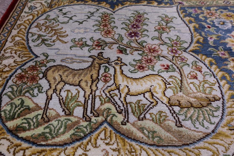 Hand Knotted High End Persian 100% Silk Rug 8' 0" X 10' 0''- Q4778