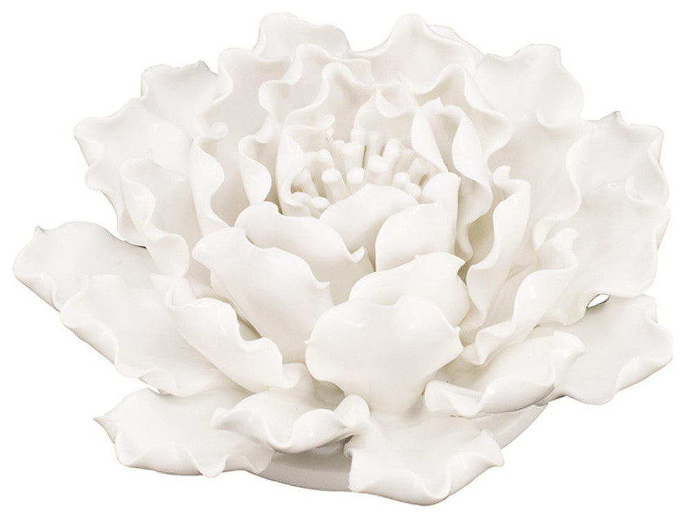 Cream Exaggerated 6" Ceramic Flower Wall Art