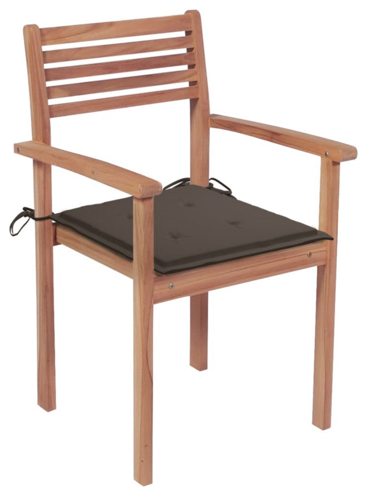 Vidaxl Garden Chairs, Set of 4, With Taupe Cushions Solid Teak Wood