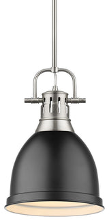Duncan Small Pendant, Rod in Aged Brass, Pewter With A Matte Black Shade