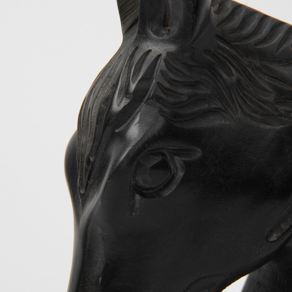 Black Soapstone Carved Horse