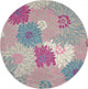 8 Round Gray and Pink Tropical Flower Area Rug