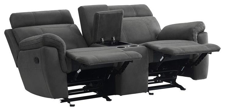 Pemberly Row 20" Modern Microfiber Double Glider Reclining Love Seat in Gray