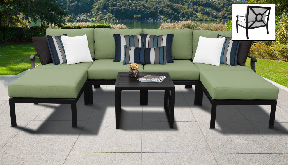 kathy ireland Madison Ave. 7 Piece Aluminum Patio Furniture Set 07a, Forest