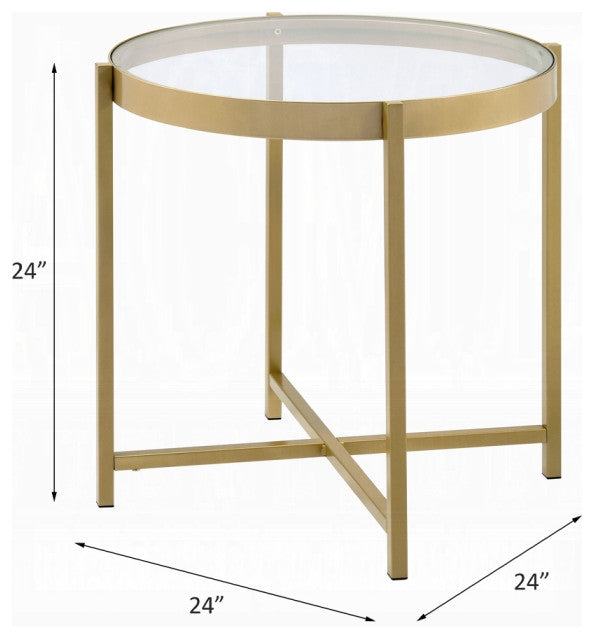 Charrot End Table, Gold Finish