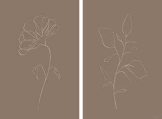 Leaves and Flower Diptych, 2-Piece Set, 8x12 Panels