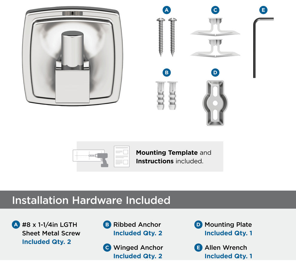 Stature Transitional Single Robe Hook, Chrome