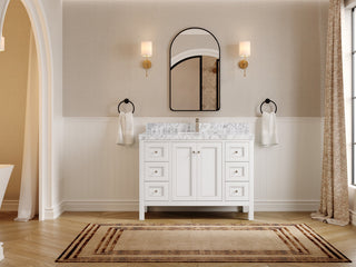 Nashville 48" Single Sink Bath Vanity, White 2" Carrara Marble