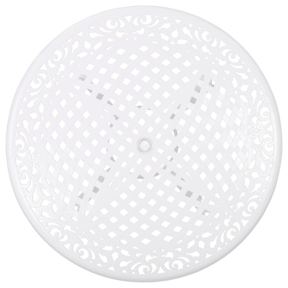 GDF Studio Simon Outdoor Aluminum Round Dining Table, White