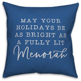 Fully Lit Menorah 16"x16" Throw Pillow