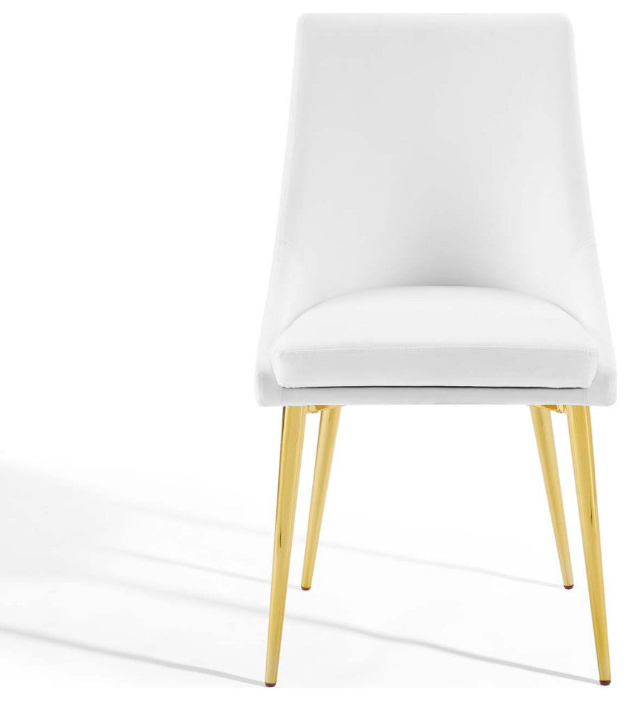 Side Dining Chair, Velvet, Metal, White, Modern, Bistro Restaurant Hospitality