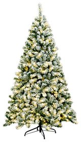 6Ft Pre-Lit Premium Snow Flocked Hinged Artificial Christmas Tree w/ 250 Lights
