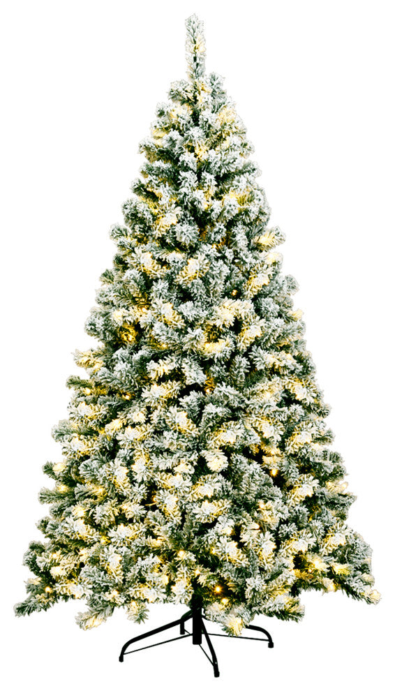 6Ft Pre-Lit Premium Snow Flocked Hinged Artificial Christmas Tree w/ 250 Lights