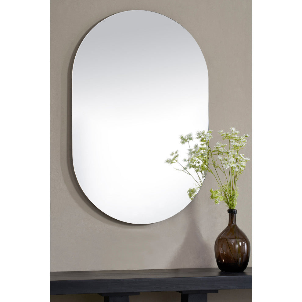 Salta Oval Frameless All Glass Wall Mirror