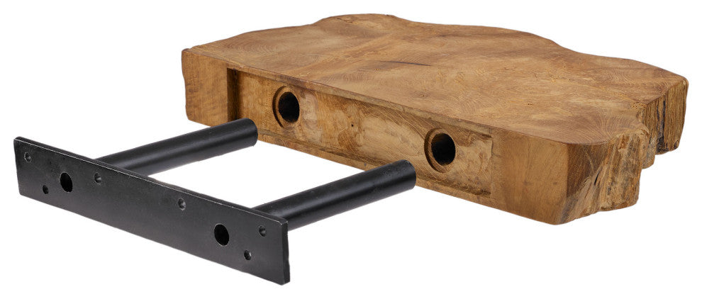 Takara Natural Teak Wood Live Edge Wall Shelf, 11.8x9.8x2in.