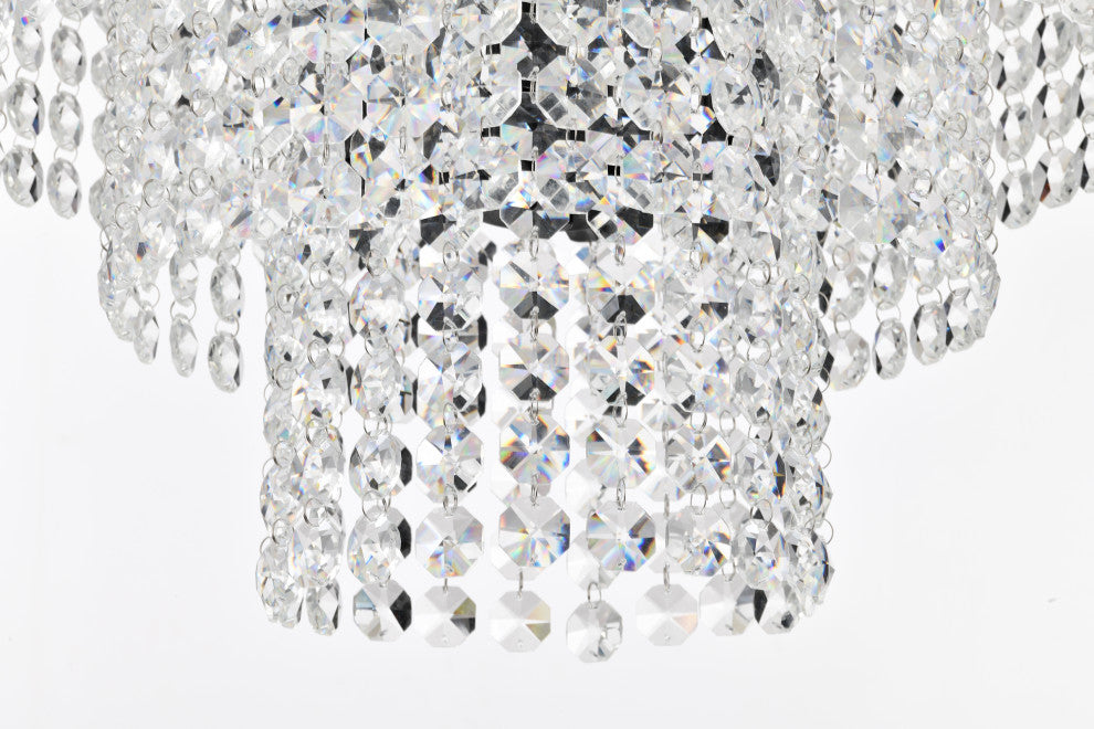 4-Light Antique Black Modern Glam Chandelier With Tier Cascading Crystals